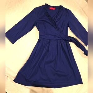 NWOT! One of a kind! MELISSA MASSE wrap dress. Navy in color.  Sz small.